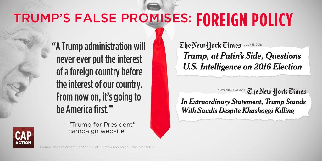 citizenwillis's tweet image. Trump's campaign promised an 'America first' foreign policy. Instead, Trump does the bidding of authoritarian foreign powers.  #TrumpFalsePromises