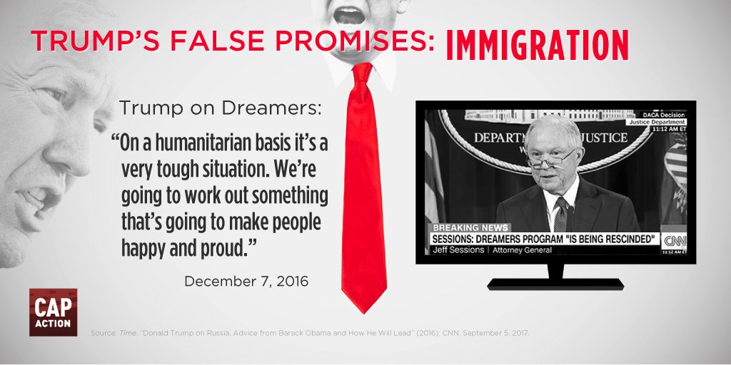 DamStraightBlue's tweet image. Before taking office, Trump promised a humane solution for Dreamers. Then he ripped DACA away from 800,000 of them.  TrumpFalsePromises.org  #TrumpFalsePromises