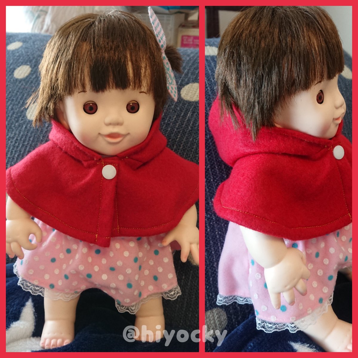 ひよ 先にこちらを作りました R 半袖で寒そうだったうちのぽぽちゃんがようやく少し暖かそうにe 適当アトリエひよ 作り方 シンプルポンチョ ダッフィーポーチ メルちゃん ぽぽちゃんなどの人形に T Co 790flkkbe4