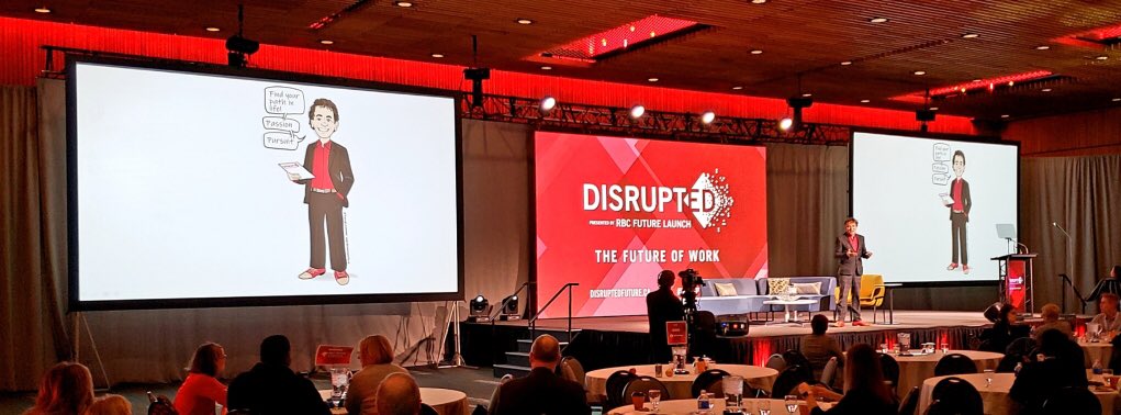 TraceyLevasseur's tweet image. Always cool seeing your doodle “ginormous” 😆 @TonyChapman you did a great job moderating the past 2 days, it was a pleasure to meet you #DisruptedFuture #graphicrecording #microsoftsurfacepro3 #autodesksketchbook