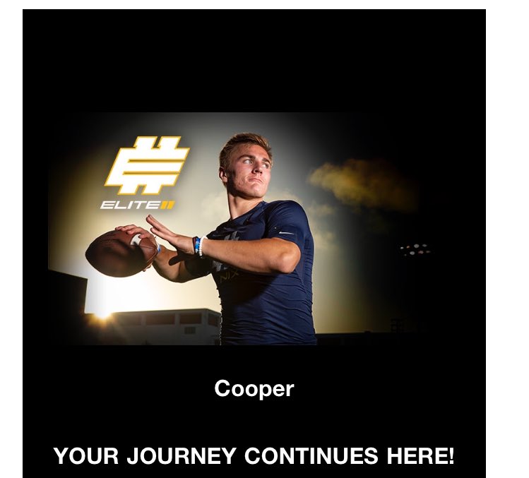 CooperMeek's tweet photo. Blessed to receive an invite to the Elite 11!! @_dannyh131 @Stumpf_Brian @Elite11 @NDknightsFB https://t.co/UII0RgDJiJ