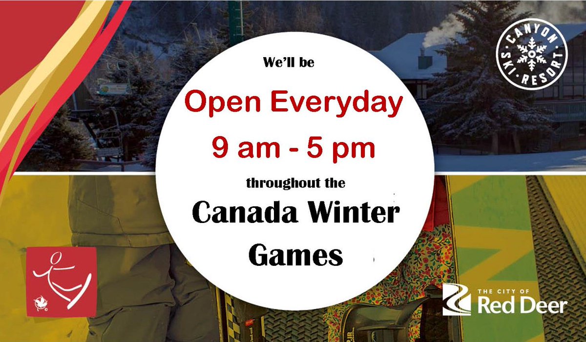 It's almost time for the 2019 Canada Winter Games!

During the events, Canyon will remain OPEN to the public every day from 9-5 and will only shut down access to the the specific competition runs on days where they are being used by the games.

Stay tuned for more updates!