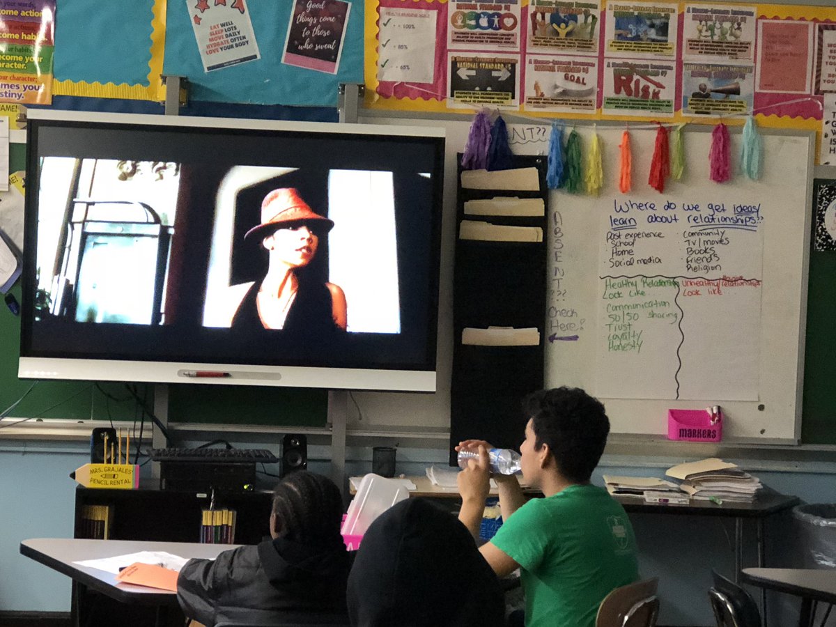 MsGHealthTeachr's tweet photo. Sometimes you just have to Use a music video or two to analyze influences. Love using a few different music videos to start off our relationship unit. They can analyze healthy, unhealthy, and abusive behaviors through the imagery and lyrics. #healthed #SkillsBasedHealth https://t.co/1oCQY2Otma