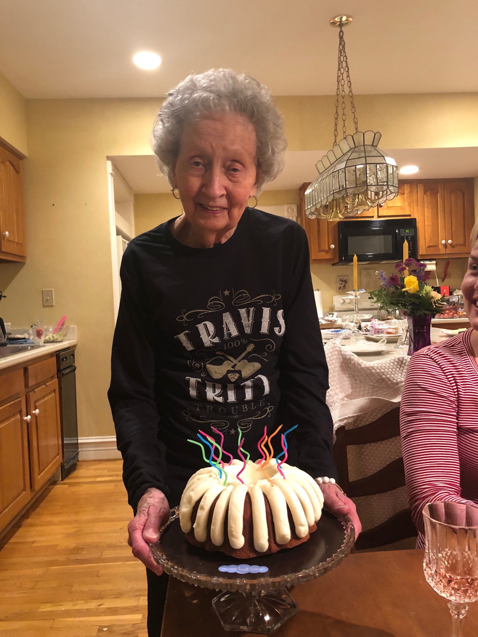 Happy Birthday Mom! Sporting her new Travis Tritt shirt, she makes 89 look good! 