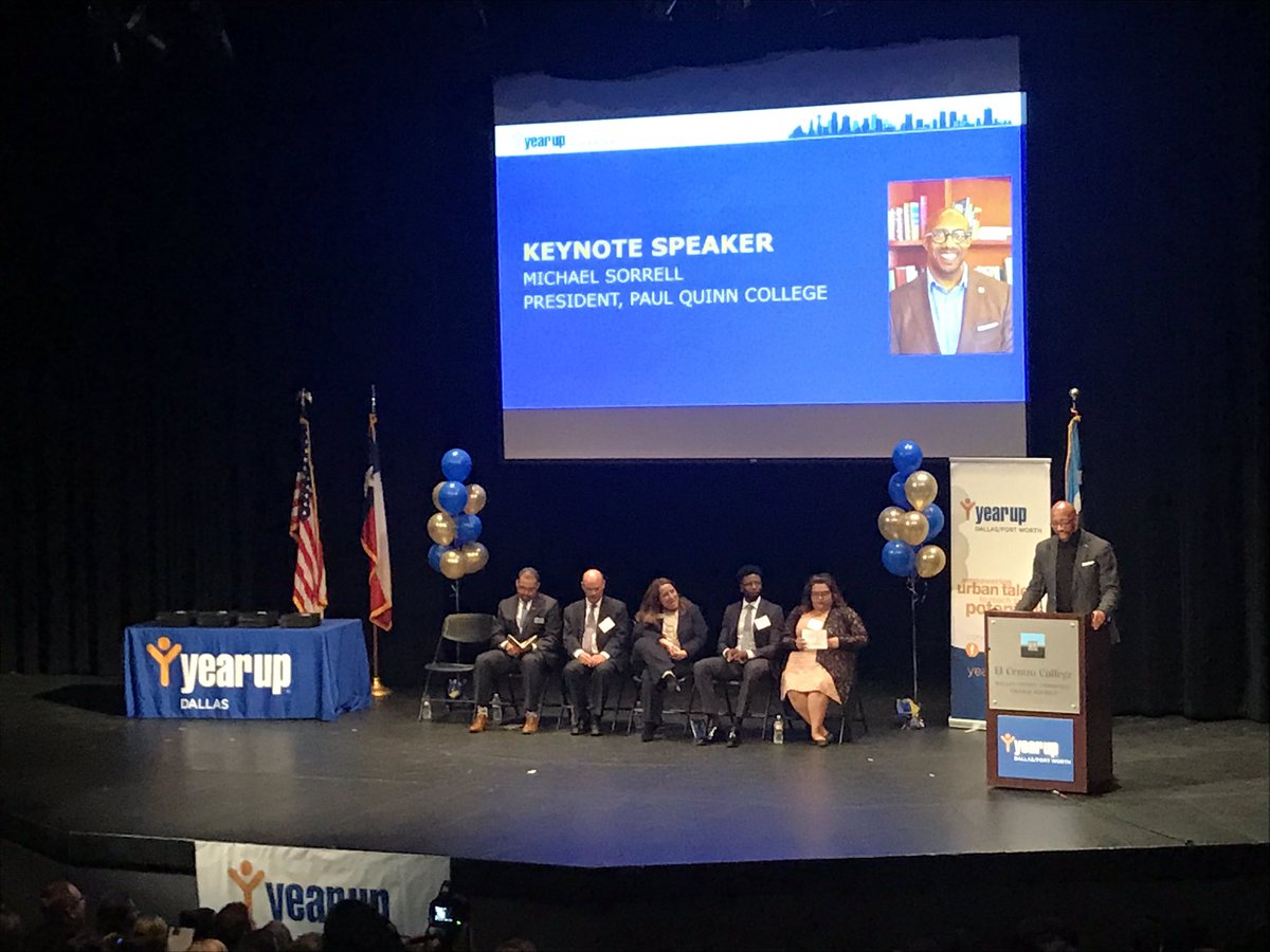 ecaudillmcclain's tweet photo. Always great to hear from our friend and partner @michaelsorrell at the @YearUpDFW #YearUpGraduation! Thank you for your thought leadership on #education in our #Dallas region! https://t.co/vbuBIAsR55