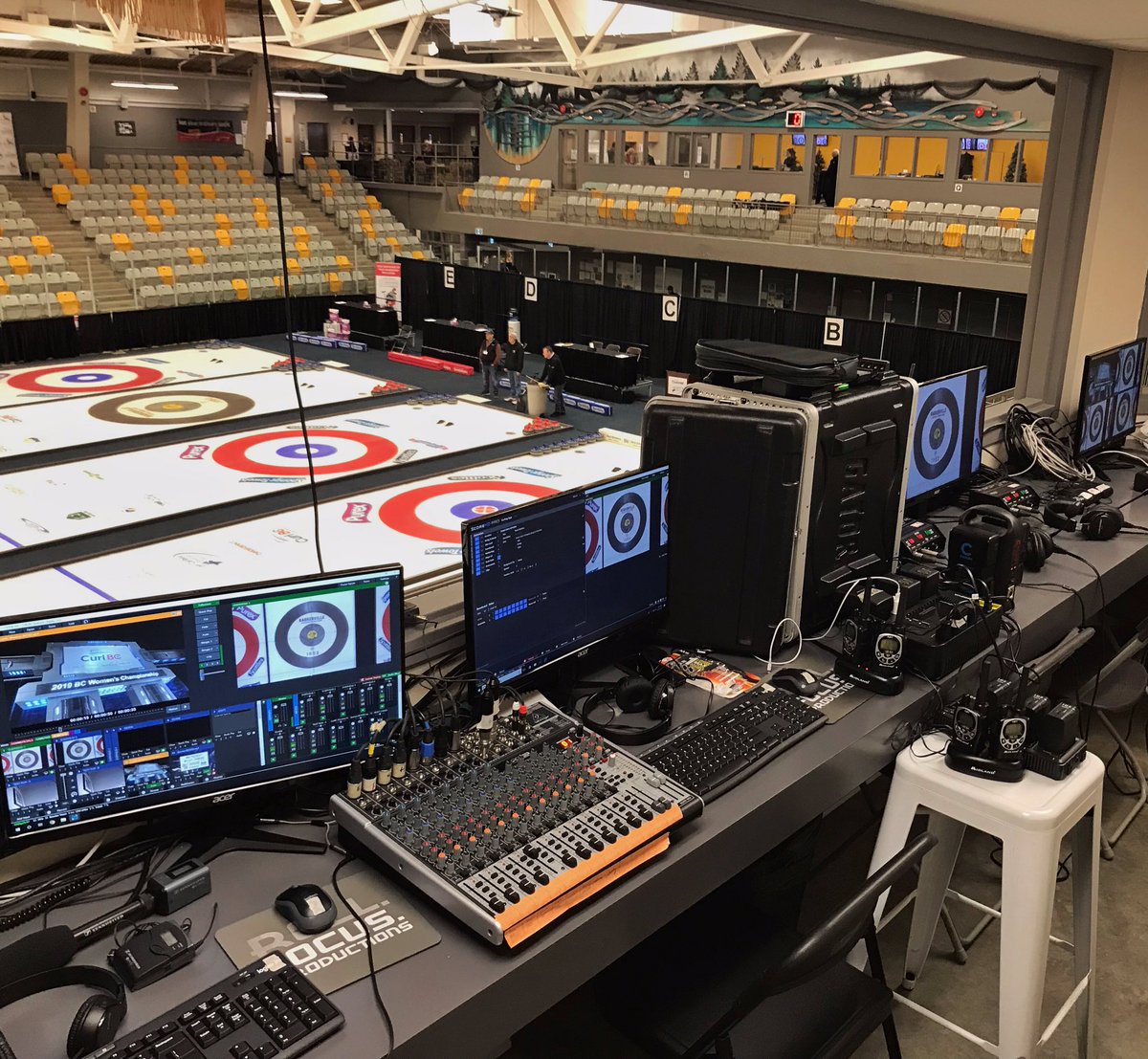 WatchPodiumTV's tweet photo. We’re nearly set in #Quesnel as @curlbc prepares to crown the men’s &amp; women’s champions - we’ll have the show for you live on @cbcsports &amp; @ShawSpotlight! #curlingbroadcast #bts https://t.co/6bFg1Lk1eQ