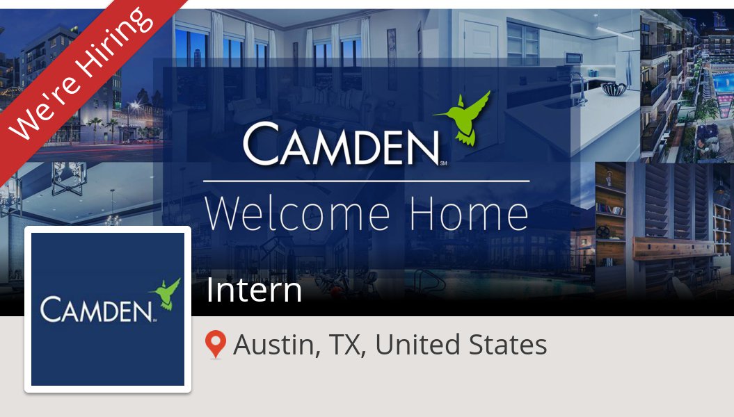 smithkw1010's tweet photo. Intern needed in #Austin, apply now at Camden! #job https://t.co/sxjHGKjkzz https://t.co/WpexSZWlKB