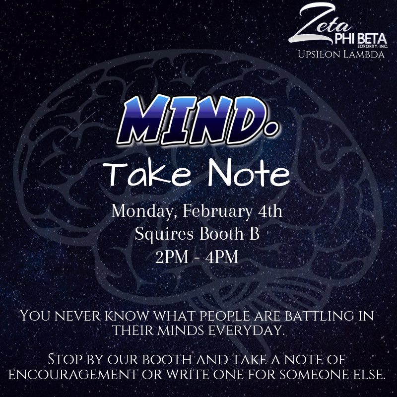 VTechZetas's tweet photo. We’ve planed a few events to uplift your spirts during this cold Spring semester. Stop by Squires Booth B on Monday from 2-4pm to take &amp; leave a note of encouragement. 💙😊 https://t.co/B3aKQf5A6E