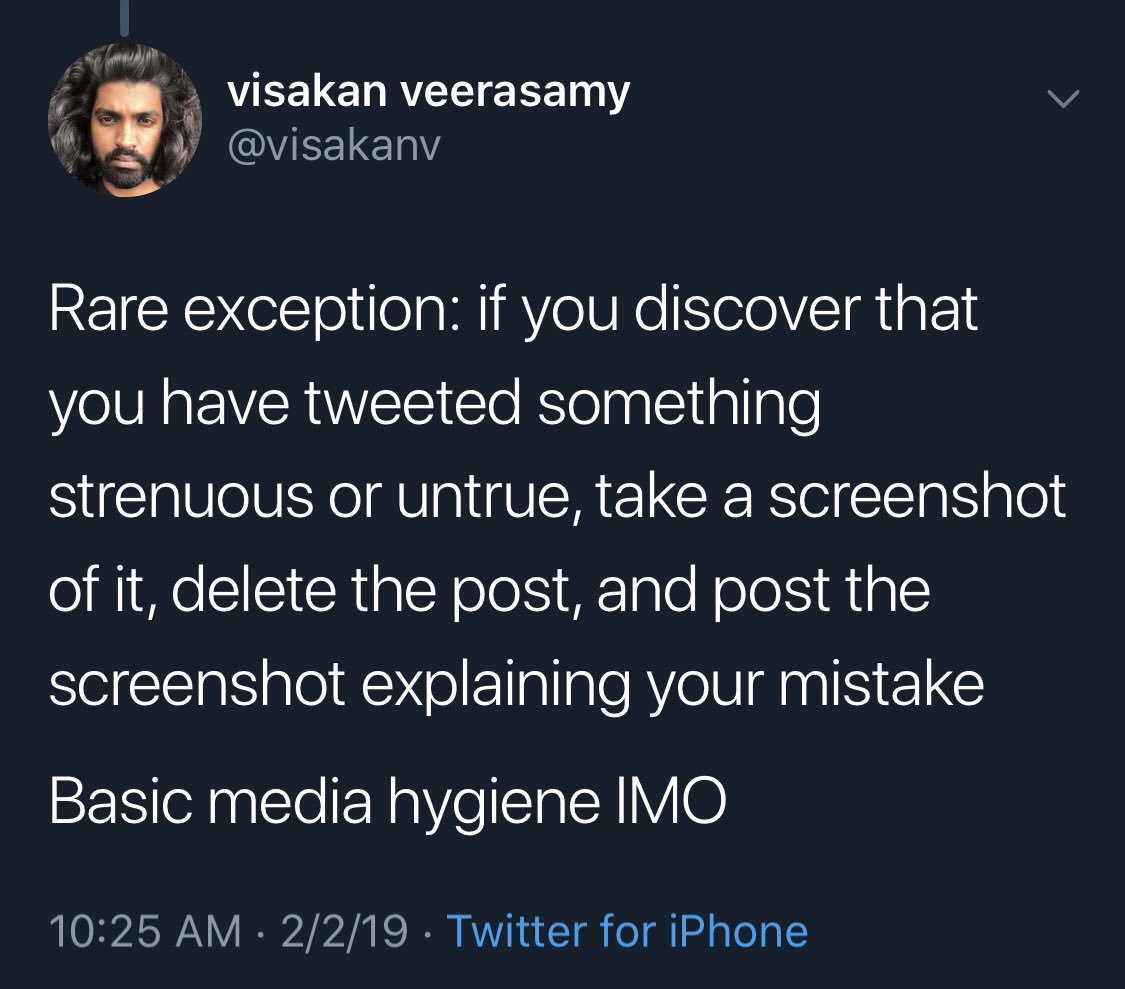 Lol I made an unintentional typo and it’s a chance to demonstrate what I mean.If you have tweeted something untrue, and it’s being spread, you can delete it - but screenshot first and explain why