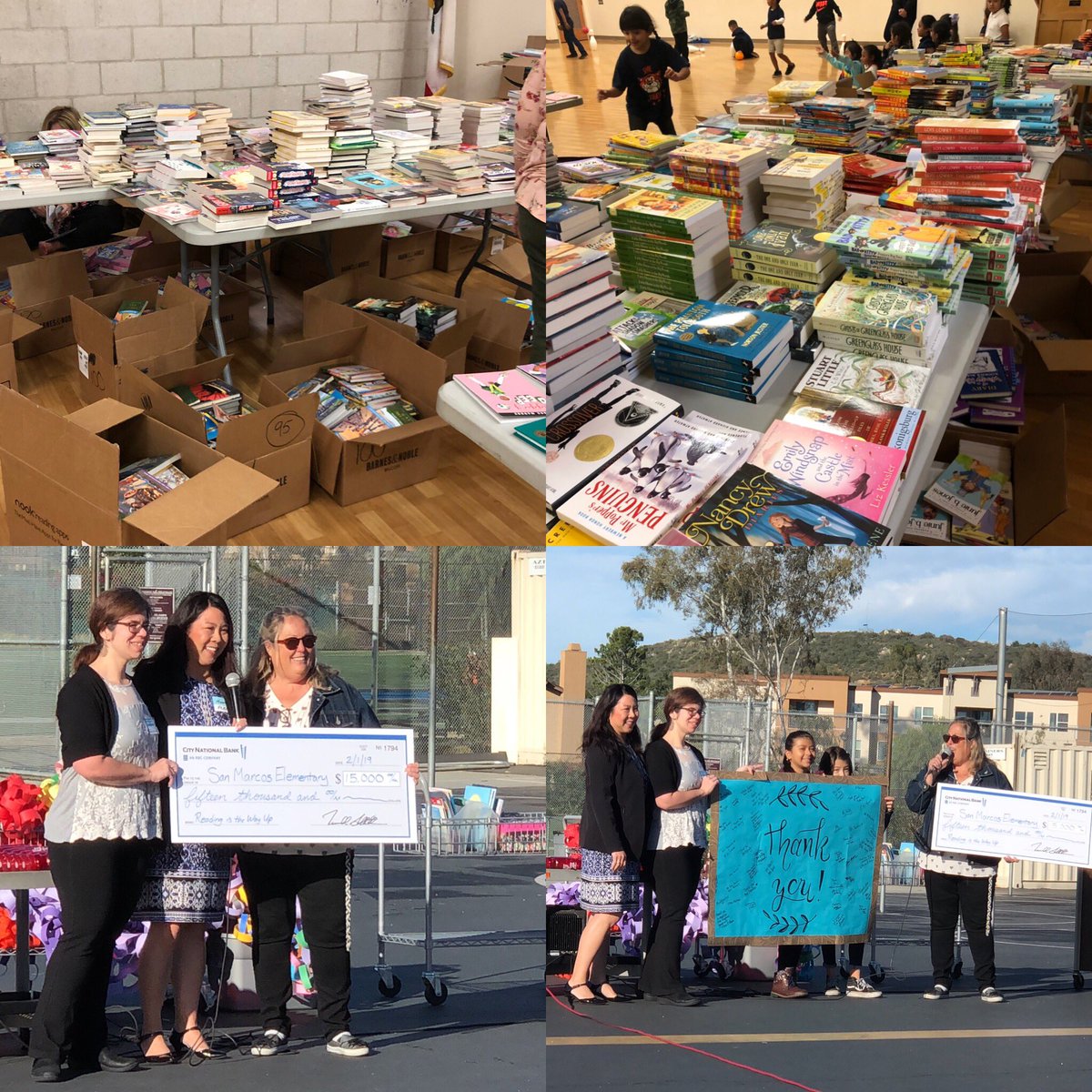 BeccaDietor's tweet photo. What an amazing act of kindness this week from @BNEncinitas the people of #encinitas and @CityNational #readingisthewayup  who donated over 4,000 brand new books and $15,000 to @SanMarcosTigers !! An incredible day for teachers and students! https://t.co/rS8X45CAAq