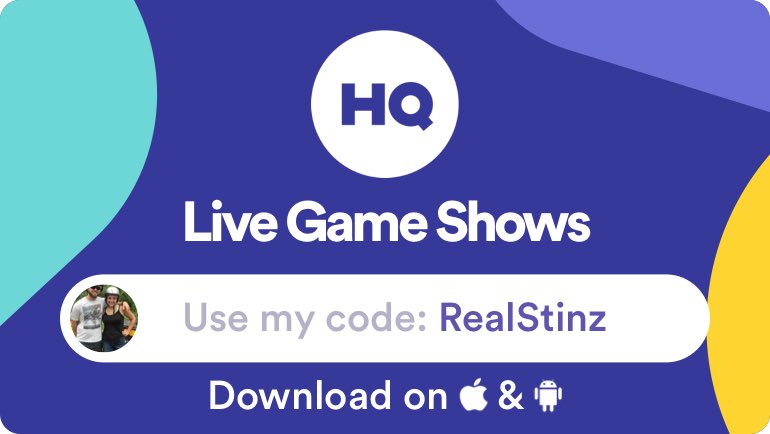 RealStinz's tweet photo. Play live game shows and win cash prizes with me on @hqtrivia. Use my code 'RealStinz' to sign up! https://t.co/Uc5hKd1BQg https://t.co/uSjkk2iCJe