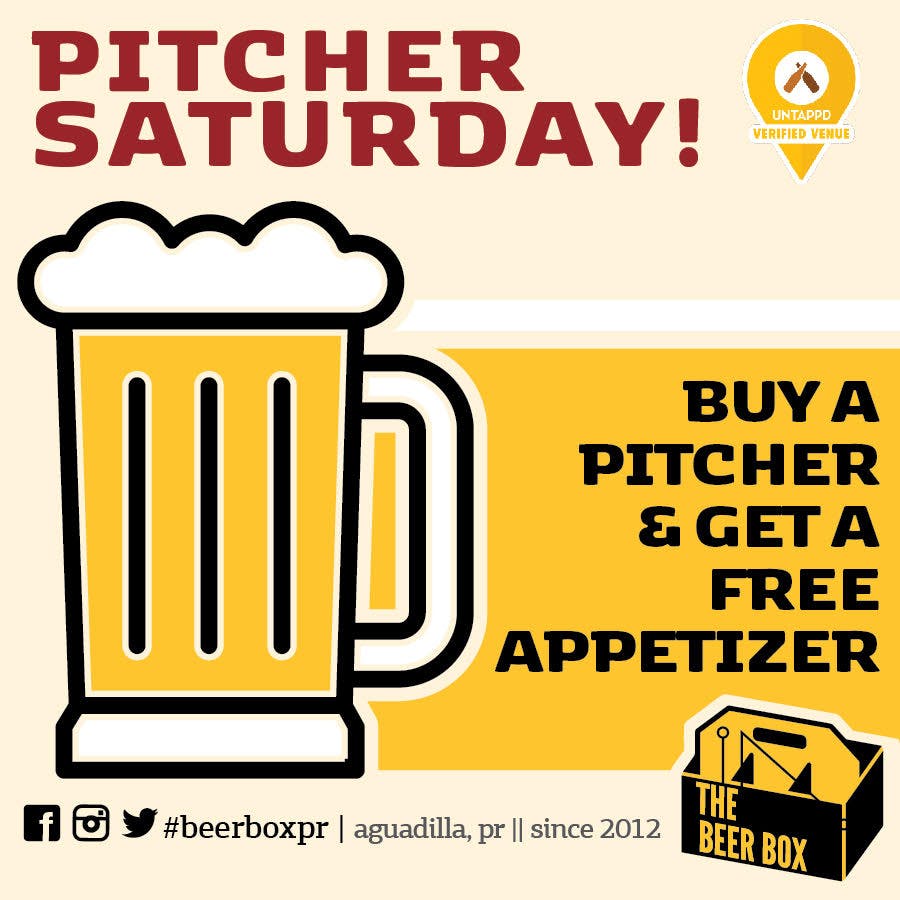 BeerBoxPR's tweet photo. Aperitivo GRATIS al comprar una Jarra de cualquier Cerveza de Barril
FREE appetizer when you buy a Pitcher of any Draft Beer https://t.co/9lDElSZ5vz