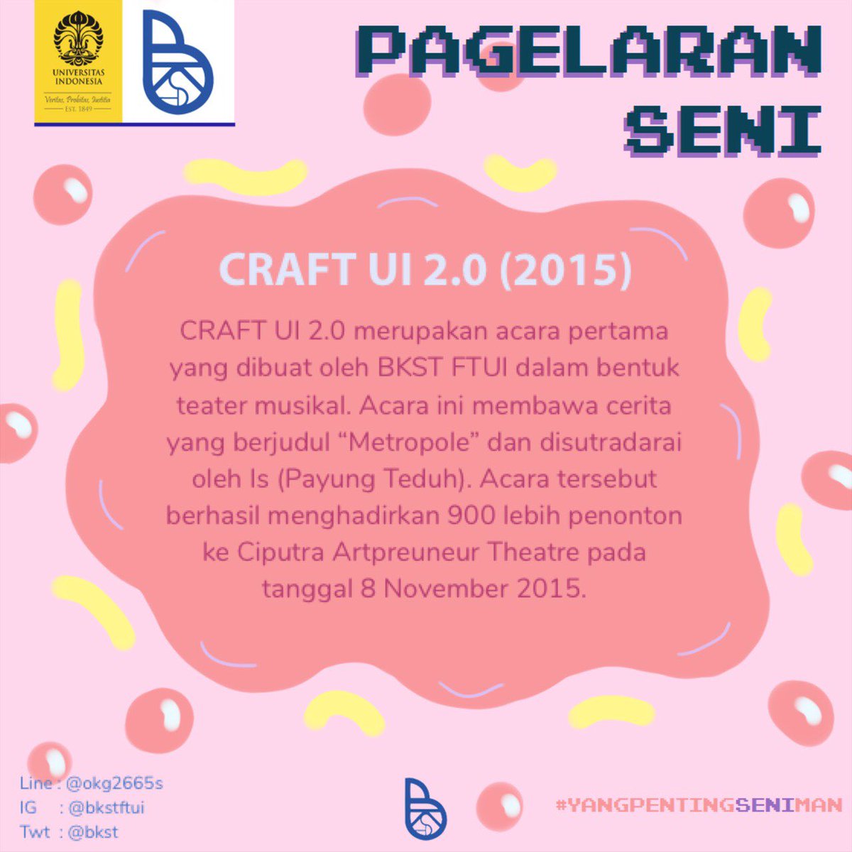 [ PAGELARAN SENI: History Part 1 ]

A brief history of Craft 2.0 in 2015.

With this, we're here to announce that there will be another great one this year. 

So, are you in for BSKT 2019's Pagelaran Seni? 

BKST 2019
#YangPentingSeniman