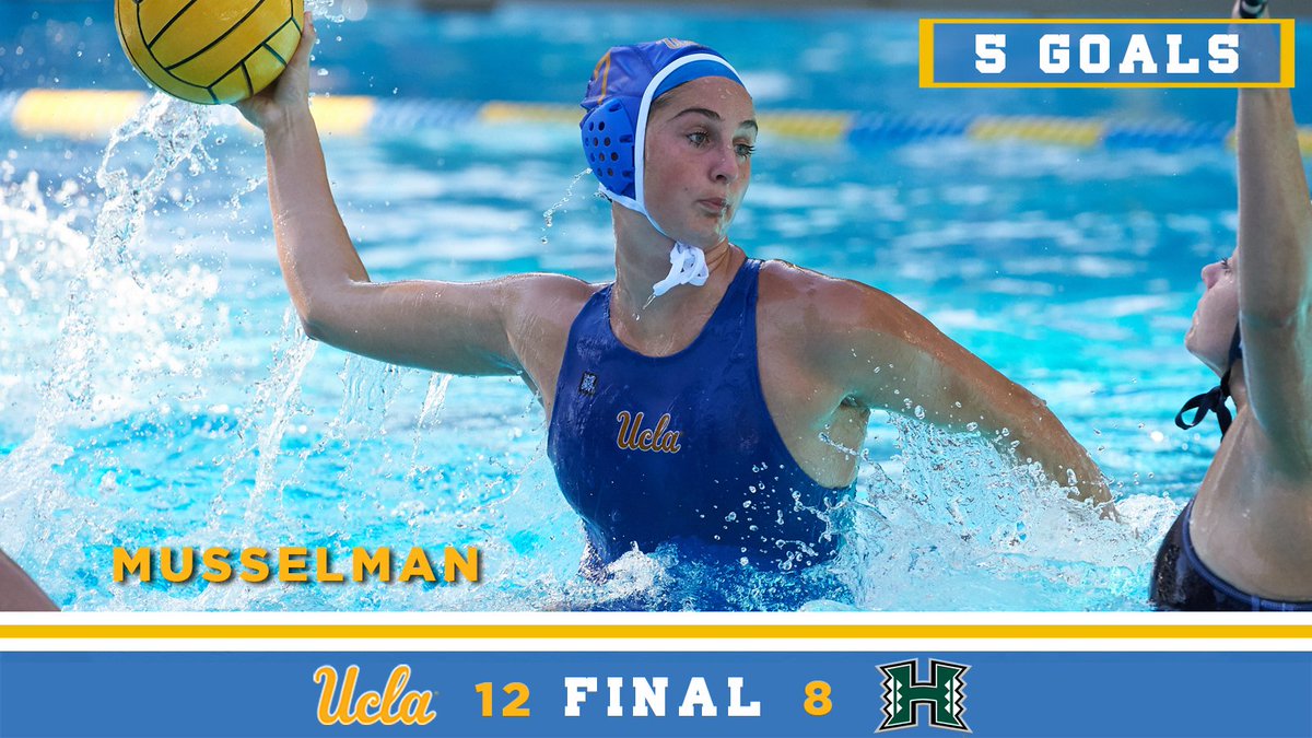 FINAL | No. 3 UCLA defeats No. 5 Hawai'i, 12-8. UCLA's <a href="/maddiemusselman/">Maddie Musselman</a> ties her career-high for the fifth time with five goals and Carlee Kapana registered nine saves in just three quarters of action!
#GoBruins #GoBeyondGreat #WeWill