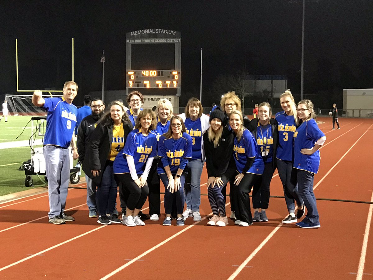 BearkatSoccer's tweet photo. Klein teachers joined boys soccer for pregame activities. https://t.co/OX60Az57oG