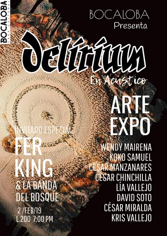 bocaloba's tweet photo. Bocaloba se complace en presentar a Delíríum una de las bandas de Rock más icónica del país, artistas invitados colaboran y crean a partir de sus disciplinas artísticas en una re-interpretación a su música. No sé lo pierdan.
Febrero 2,  7:00 pm
aporte L200 https://t.co/4U4IJ2Kmls
