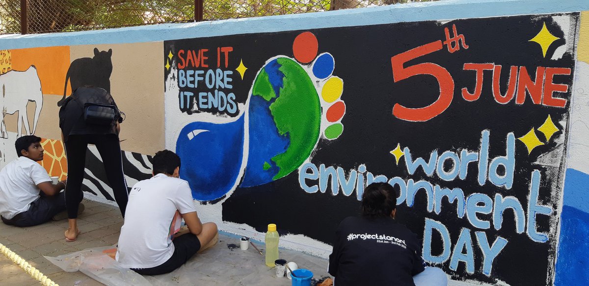 FloydAlmeida's tweet photo. The walls of St. Stanislaus High School sport a new look..protect and preserve our environment #BandraBoyFLM  #projectStanArt #BornForGreaterThings https://t.co/U1XU9q5EG8