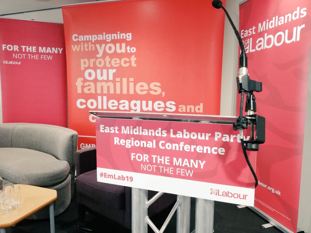 EastMidsLabour's tweet image. All set up and ready to go here at East Midlands Labour Party Regional Conference ✊🌹 #EMLAB19