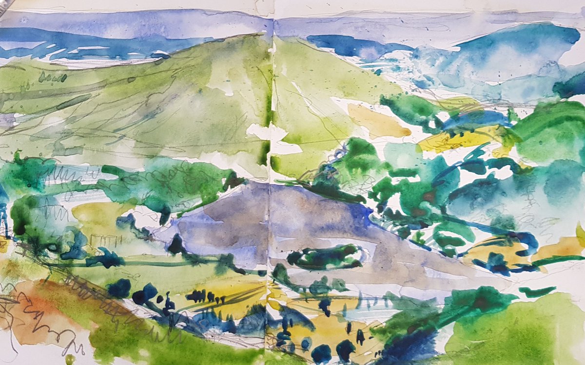 Here's a page from my summer 2018 sketchbook. This was painted from the top of Silver Howe near Grasmere.

David
davidpottart.co.uk

#LakeDistrict #lakedistrictart #Cumbria