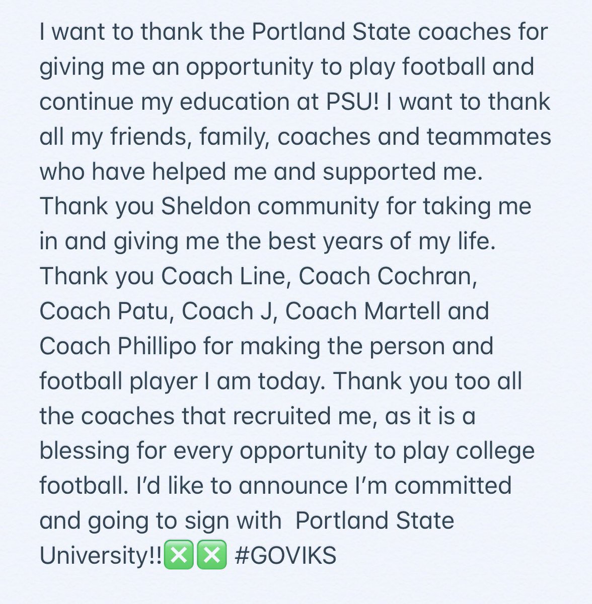 zfolsom6's tweet photo. PORTLAND STATE ❎ #Commited https://t.co/MAOfmoeGSf
