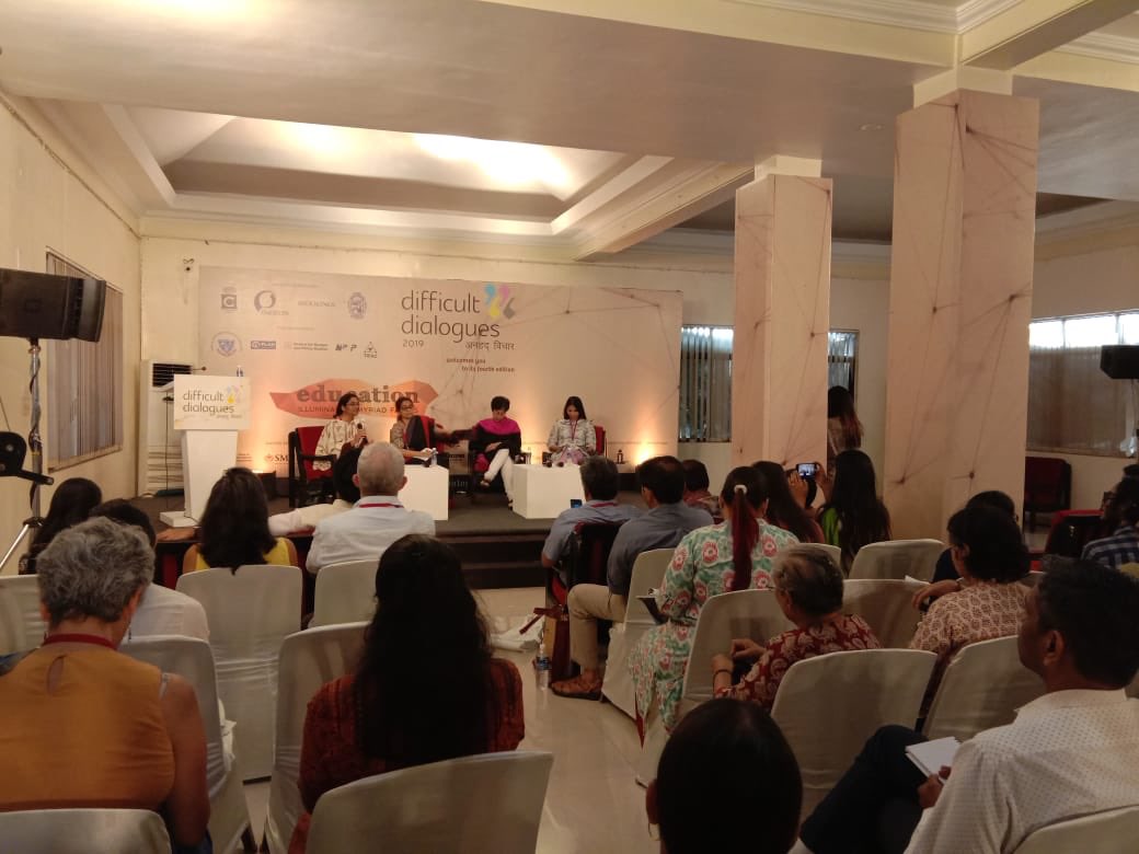 AAPDelhi's tweet image. &quot;Why did govts after govt neglect govt schools and public education? Someone should research the link between politicians and pvt schools, and we will find the answer&quot;  - @AtishiAAP
at #DifficultDialogues 
@d_dialogues in Goa
