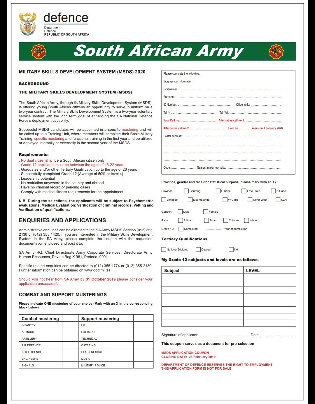 Trending Jobs On Twitter: Military Application: Department Of Defence Is  Offering An Opportunity In South African Army. Apply Now! #Trendingjobs  Https://T.co/Wgtak6k6s4 / Twitter