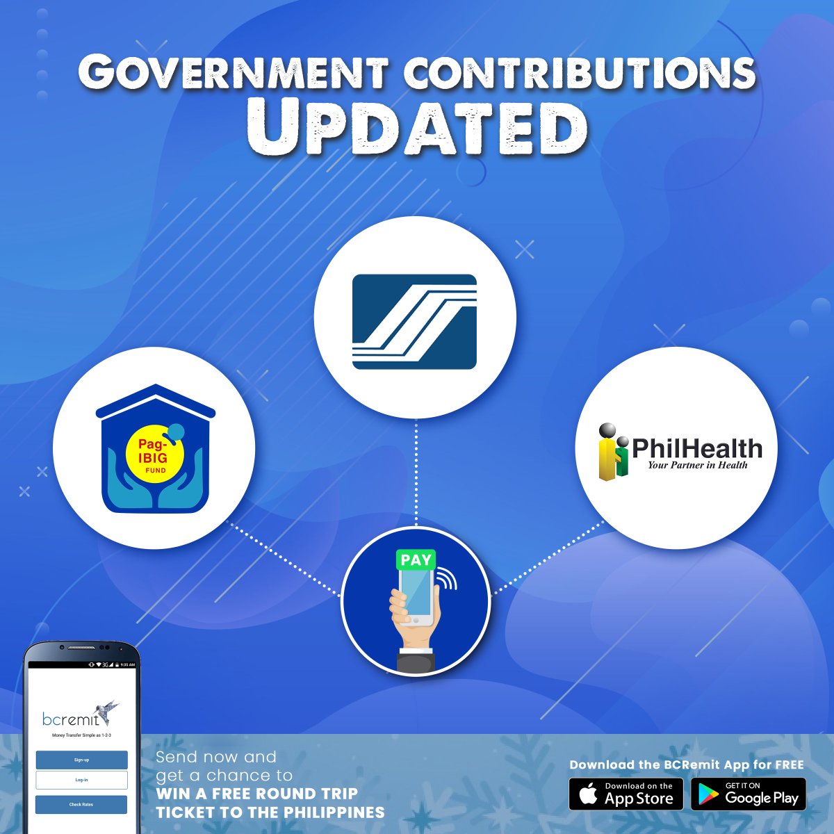 bcremit's tweet photo. Keep your contribution dues up to date with BCRemit-Pay!
You can pay your SSS, PhilHealth and Pag-IBIG contributions all at your fingertips!
Visit https://t.co/B72Q2qowky!
Download the app :
Google Play: https://t.co/3Zjwd8aHcy
App Store: https://t.co/62Pv2tZNMr
#AtinIto #BCRemit https://t.co/g09R26VT48