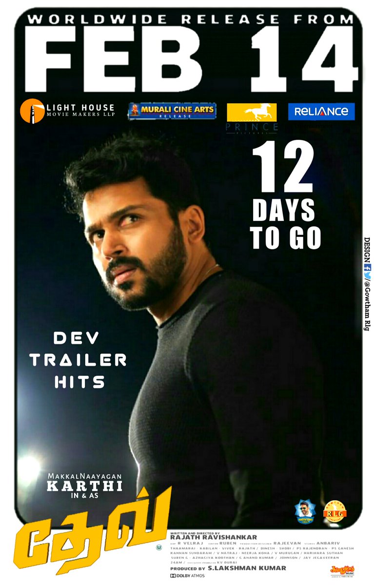 singamgroup8's tweet image. #12DaysGoForDevRelease | #Dev | #DevonFeb14 ❤❤❤

Design : @GowthamRlgOffl 😍

#MakkalNaayagan @Karthi_Offl @Rakulpreet @PrincePictures_ @LightHouseMMLLP