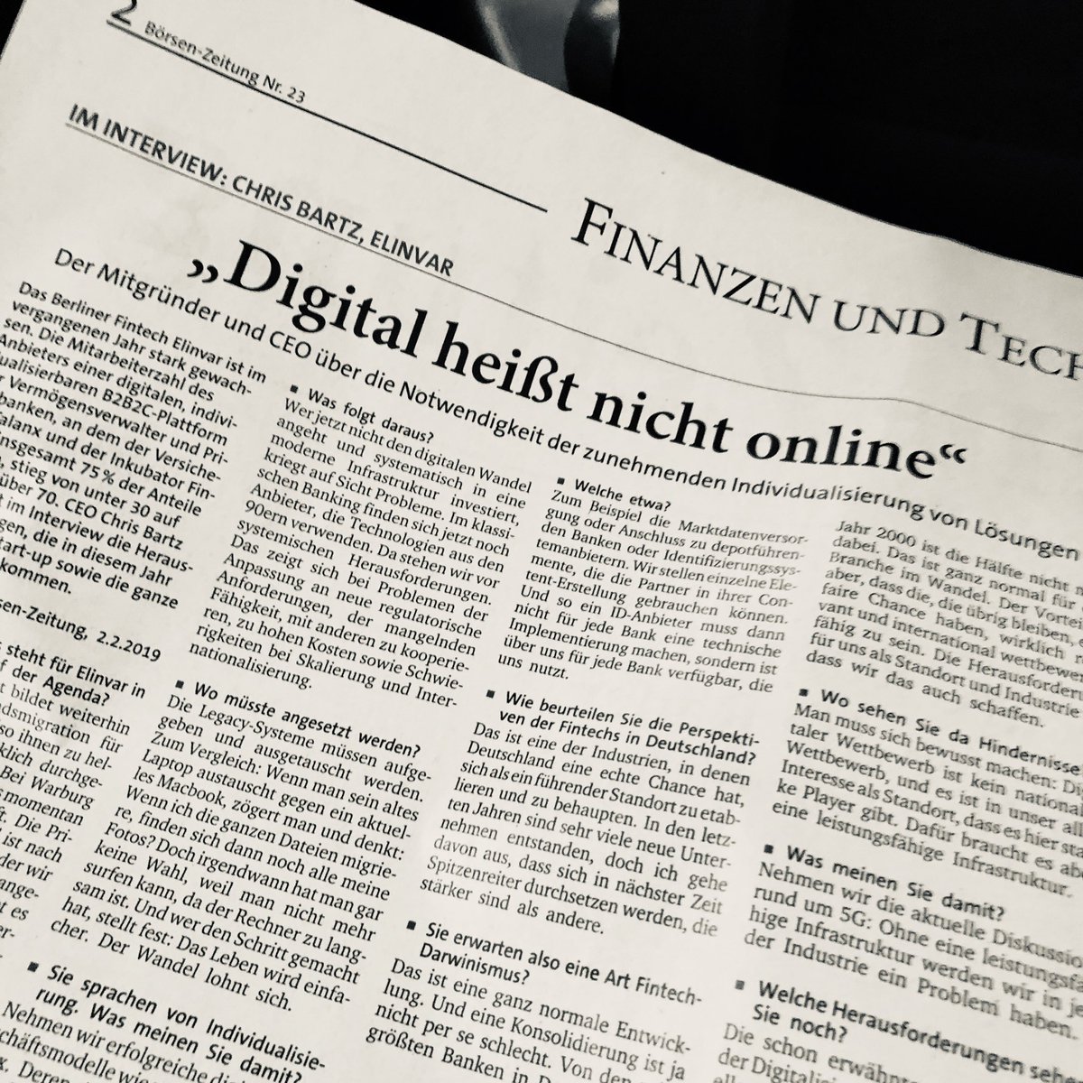 Ou reading recommendation for the weekend: the @boersenzeitung interview with our CEO & Co-Founder @chbartz on why digital is not the same as online. https://t.co/Rsd1lkYHrY #WealthManagement #digitalization
