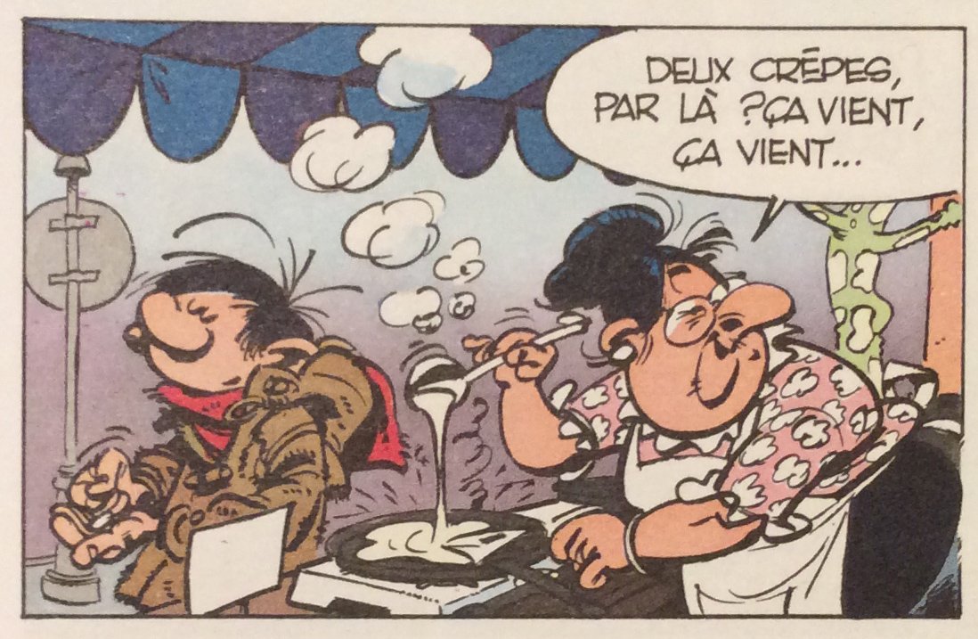 la_case's tweet photo. Gaston Lagaffe: Des Gaffes et des Dégâts - Franquin, 1968.  Regardez bien, Gaston vient de déposer une enveloppe sur la poêle à crêpes!! Bonne Chandeleur à tous!! #chandeleur https://t.co/YeCZJysmYN