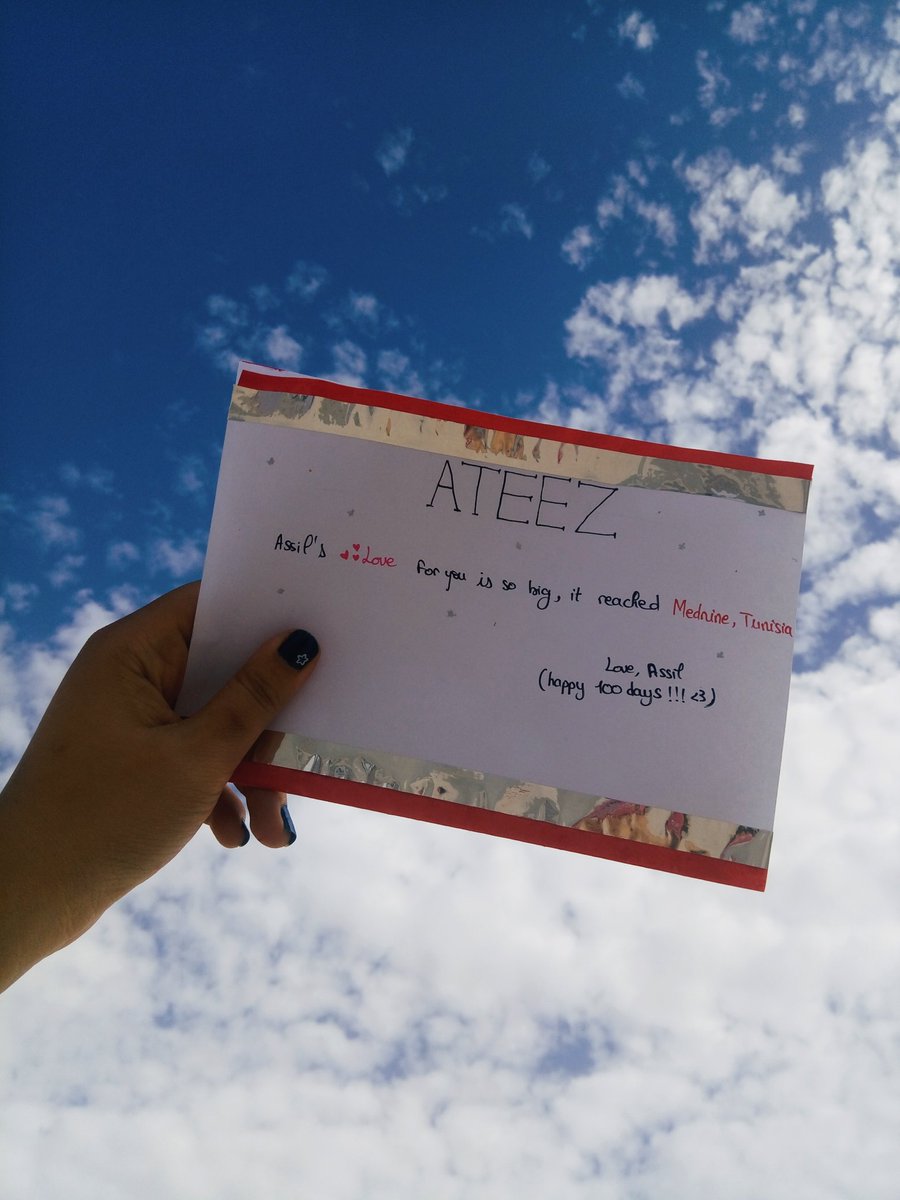 YoonminAssil's tweet photo. From Tunisia 🇹🇳
Happy 100 days Ateez , you guys are so talented and totally deserve all the hype and the success 
Can't wait to see what will you do in the future
Love you❤❤
@ATEEZofficial
#100DaysWithATEEZ 
#HeartsForATEEZ https://t.co/umgQ0YWTML
