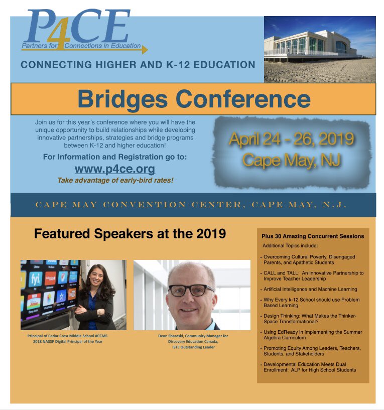 DrRackleyCLSD's tweet photo. Honored to be a Featured Speaker at this year’s #P4CE #BridgesConference! Excited to share the importance of telling your school’s story! Join us April 24-26 in #CapeMayNJ! @wakelet @P4CECommunity @smgaillard @casehighprinc @MacburyKristina @Glennr1809
https://t.co/u1eQPrj9Ju https://t.co/zGyvhK1vAX
