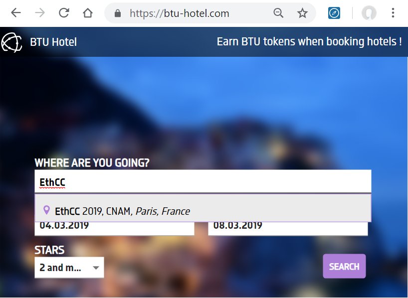 Use BTU Hotel Dapp to BOOK YOUR HOTEL within 10 minutes walk of #EthCC  
<a href="/BtuProtocol/">BTU Protocol</a> thanks for this amazing perk! 🤩
@ComBlockWeek #Paris #blockchain
