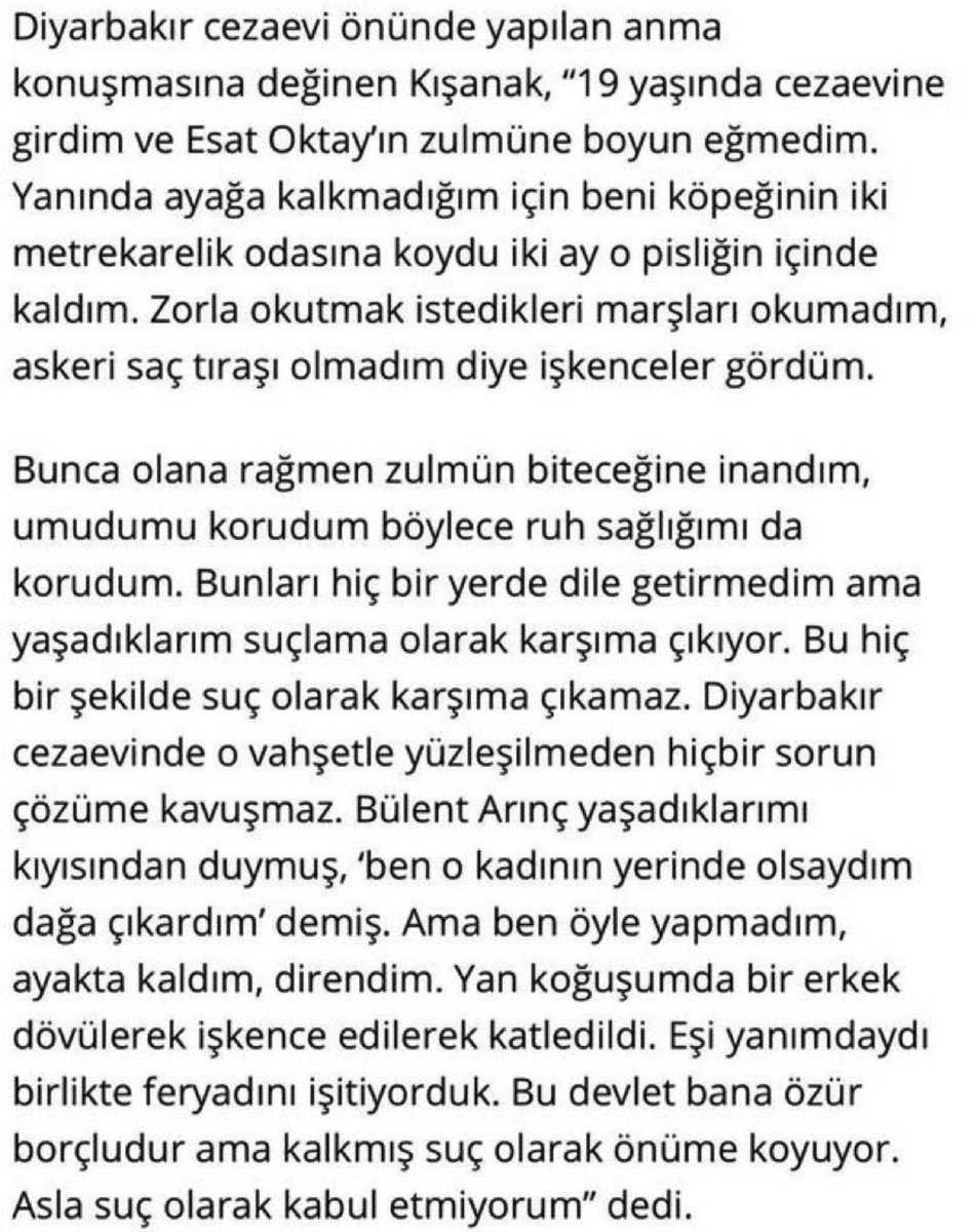 Gültan Kışanak, 12 Eylül'de Kenan Evren darbesinin işkence tezgahlarında insanlığı savundu.12 Eylül vahşetinden direnişle çıkan 
#GültanKışanak onurumuzdur!