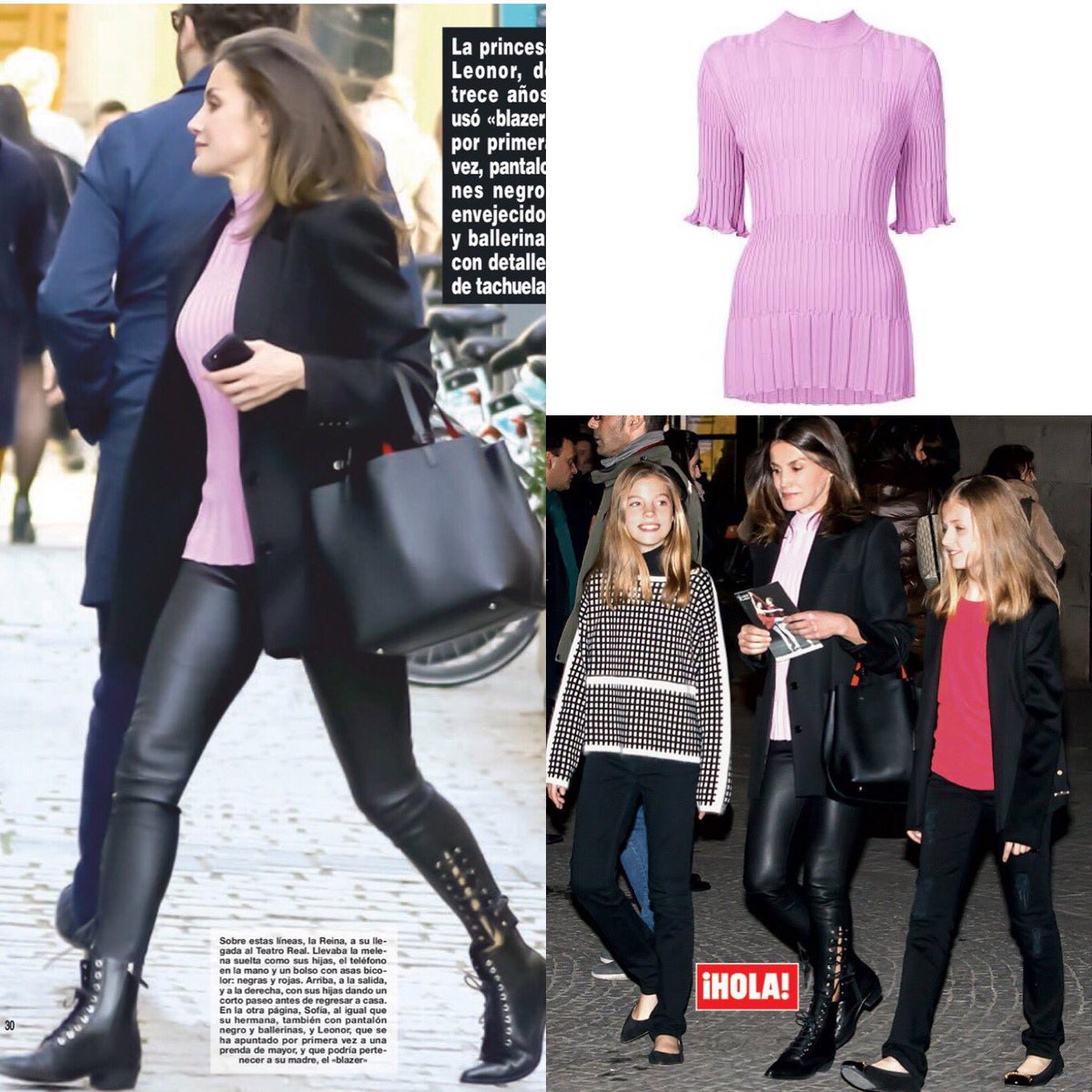 LetiziadePaR's tweet photo. #new 🔹El jersey que Doña Letizia estrenó en su última salida al teatro es de @carolinaherrera
Se trata de un modelo en color rosa con cuello medio y bajo plisado.
.
#reina #reinaletizia #letizia #letiziaortiz #españa #spain #queen #queenletizia #look #ootd #royal #royalook https://t.co/e2MWqzZxuh