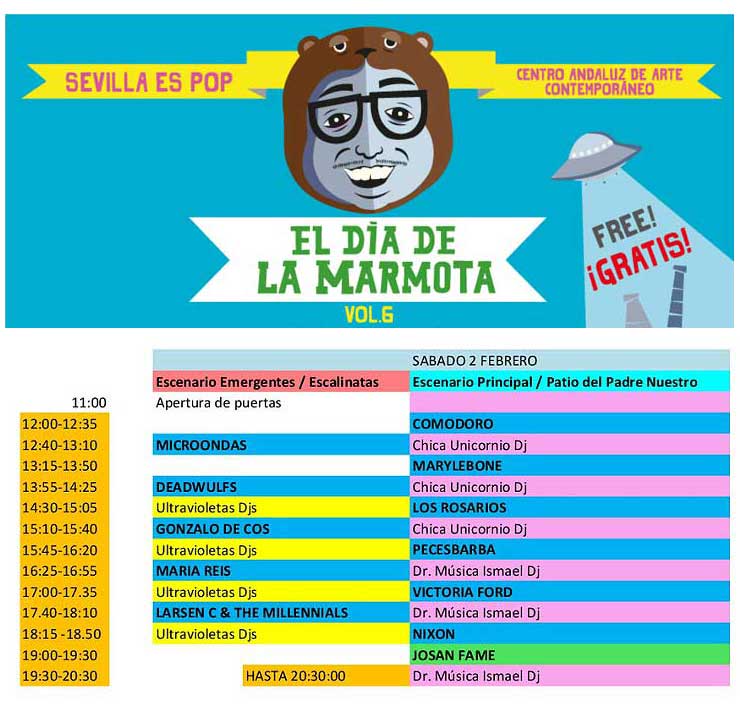 caac_sevilla's tweet photo. Hoy 1ª jornada de @ElDiaDeLaMarmo, con @SomosNIXON, @victoriaford__, @gonzalodecos, #Comodoro, #Marylebone, #LosRosarios, #Pecesbarba, #Microondas, #Deadwulfs, #MariaReis, #LarsenCAndTheMillennials, #ChicaUnicornio, @Juisgomar y #UltravioletasDJs

+ info: https://t.co/rKFwGN2Wqk https://t.co/8g2tIM2Nks