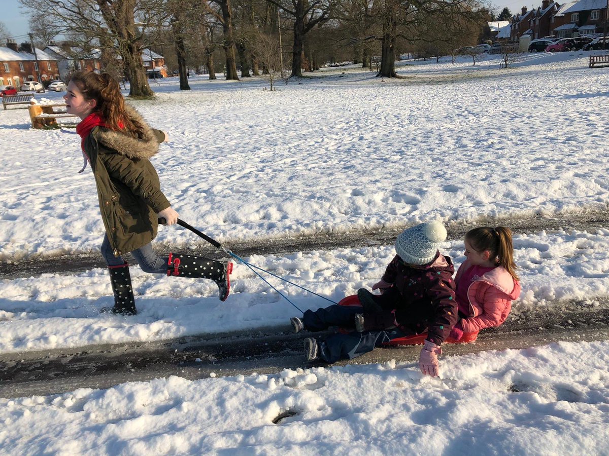 A little working group met on Stn this morning to clear & salt the forecourt while Kids went #Sledging on the Cricket Green! #TeamWork is #DreamWork #AlwaysReady #FamilyStation #Winter2019