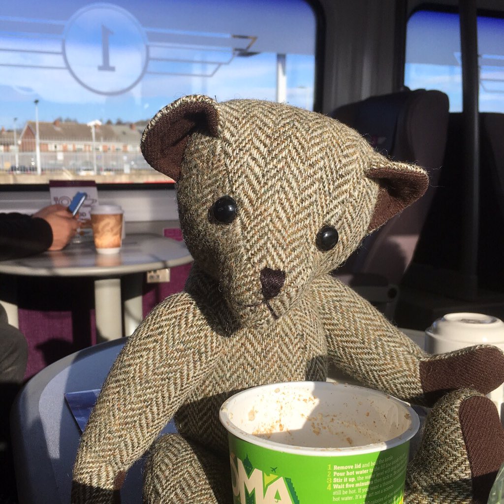 TweedleberryUK's tweet photo. Well #TweedyTed knows he’s going somewhere! The #grandcentraltrain is taking him from #Mirfield and what a lovely surprise, it’s first class 😆 https://t.co/yZOu5VjBTL