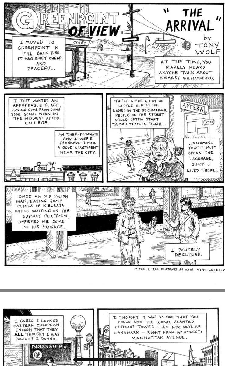 tonywolfness's tweet photo. @sjpuls @RHAVote @Gothamist I wrote & drew a free webcomic about when Enid’s was first founded... which (at the time) got a little blurb in Gothamist @gothamist #greenpoint #enids I now wrote & draw food comics for the NYT. It’s sad news about Enid’s. https://t.co/6HmOWd77QO