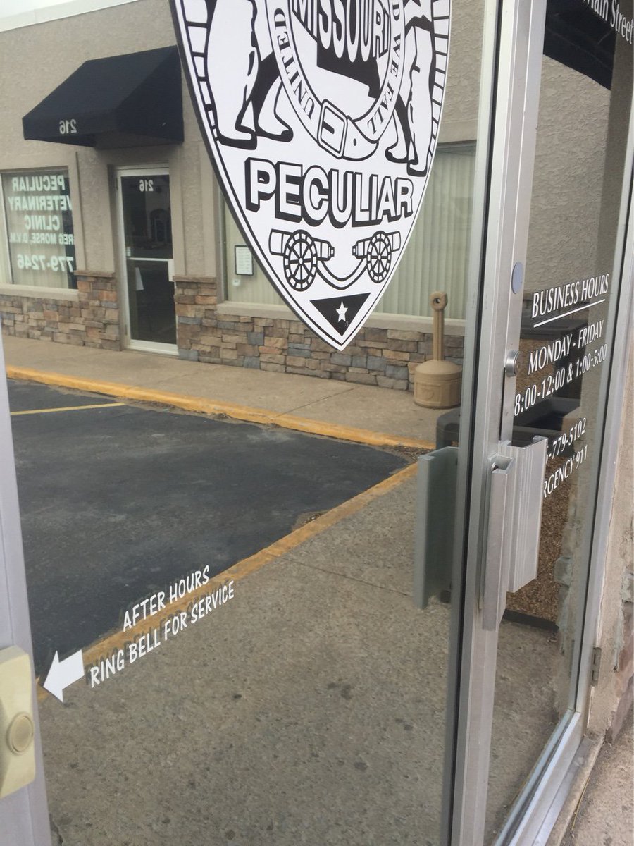 PeculiarPolice's tweet image. We are open 24/7 365 and are happy to serve, however, sometimes we are out and about doing police stuff... If you stop by and we don't answer the door bell, just call 816-779-5102 and dispatch will send us to you..