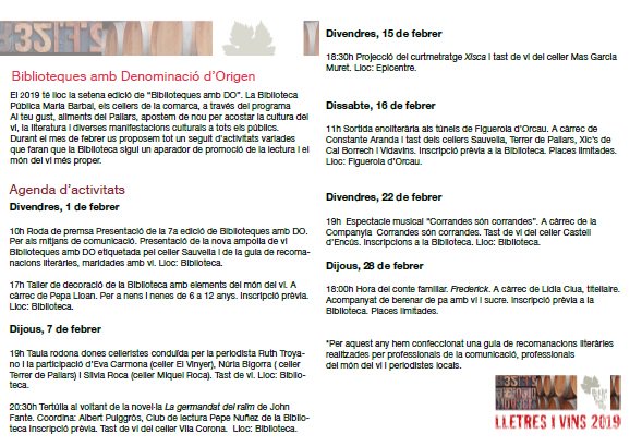 Biblio Maria Barbal (@bibliotremp) on Twitter photo Consulteu el nostre programa d'activitats de #BibliotequesambDO <a href="/AjTremp/">Ajuntament de Tremp</a> <a href="/AtgPallars/">Al teu Gust, Pallars</a> @GeoTrempMontsec <a href="/bibliotequeslle/">Biblioteques Lleida</a> <a href="/Sauvella/">Sauvella</a> <a href="/TerrerdePallars/">Terrer de Pallars</a> <a href="/VilaCorona/">Celler Vila Corona</a> <a href="/XicsCalBorrech/">Xic's Cal Borrech</a> <a href="/castelldencus/">Castell d'Encus</a> <a href="/VilaCorona/">Celler Vila Corona</a> @El_Vinyer <a href="/MasGarciaMuret/">Mas García Muret</a> <a href="/CellerMiqRoca/">Celler Miquel Roca</a> Consulteu el nostre programa d'activitats de #BibliotequesambDO <a href="/AjTremp/">Ajuntament de Tremp</a> <a href="/AtgPallars/">Al teu Gust, Pallars</a> @GeoTrempMontsec <a href="/bibliotequeslle/">Biblioteques Lleida</a> <a href="/Sauvella/">Sauvella</a> <a href="/TerrerdePallars/">Terrer de Pallars</a> <a href="/VilaCorona/">Celler Vila Corona</a> <a href="/XicsCalBorrech/">Xic's Cal Borrech</a> <a href="/castelldencus/">Castell d'Encus</a> <a href="/VilaCorona/">Celler Vila Corona</a> @El_Vinyer <a href="/MasGarciaMuret/">Mas García Muret</a> <a href="/CellerMiqRoca/">Celler Miquel Roca</a>