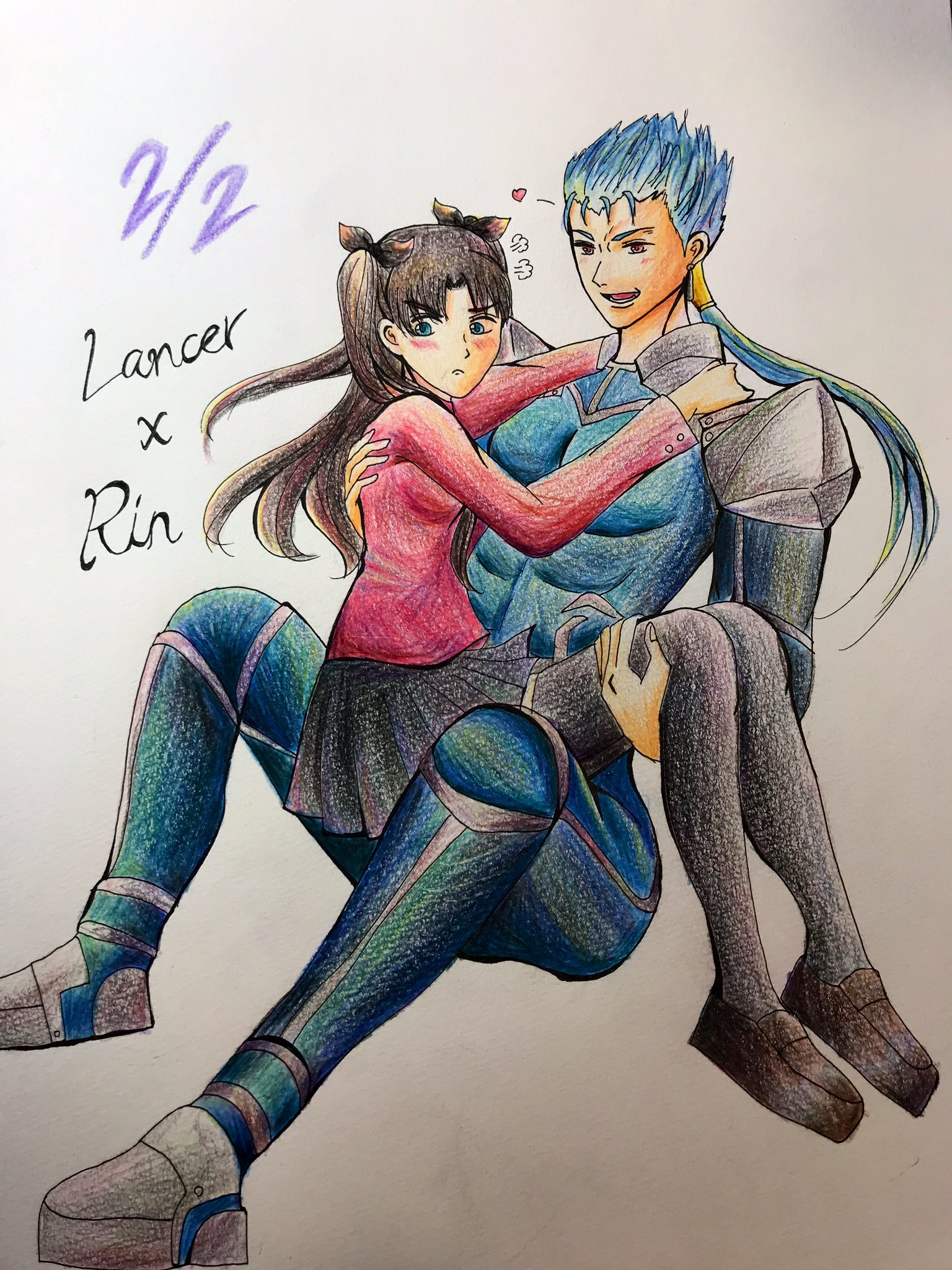 蘭風 3期9話履修中 ツインテールの日 槍凛 今日はどうやら凛 ちゃんとランサーが初対面した日な上にツインテールの日だし 一度は槍凛描きたくなったので 私には珍しく色鉛筆でサラサラと描きました 槍凛はいいぞ T Co 8bw9txzxma Twitter