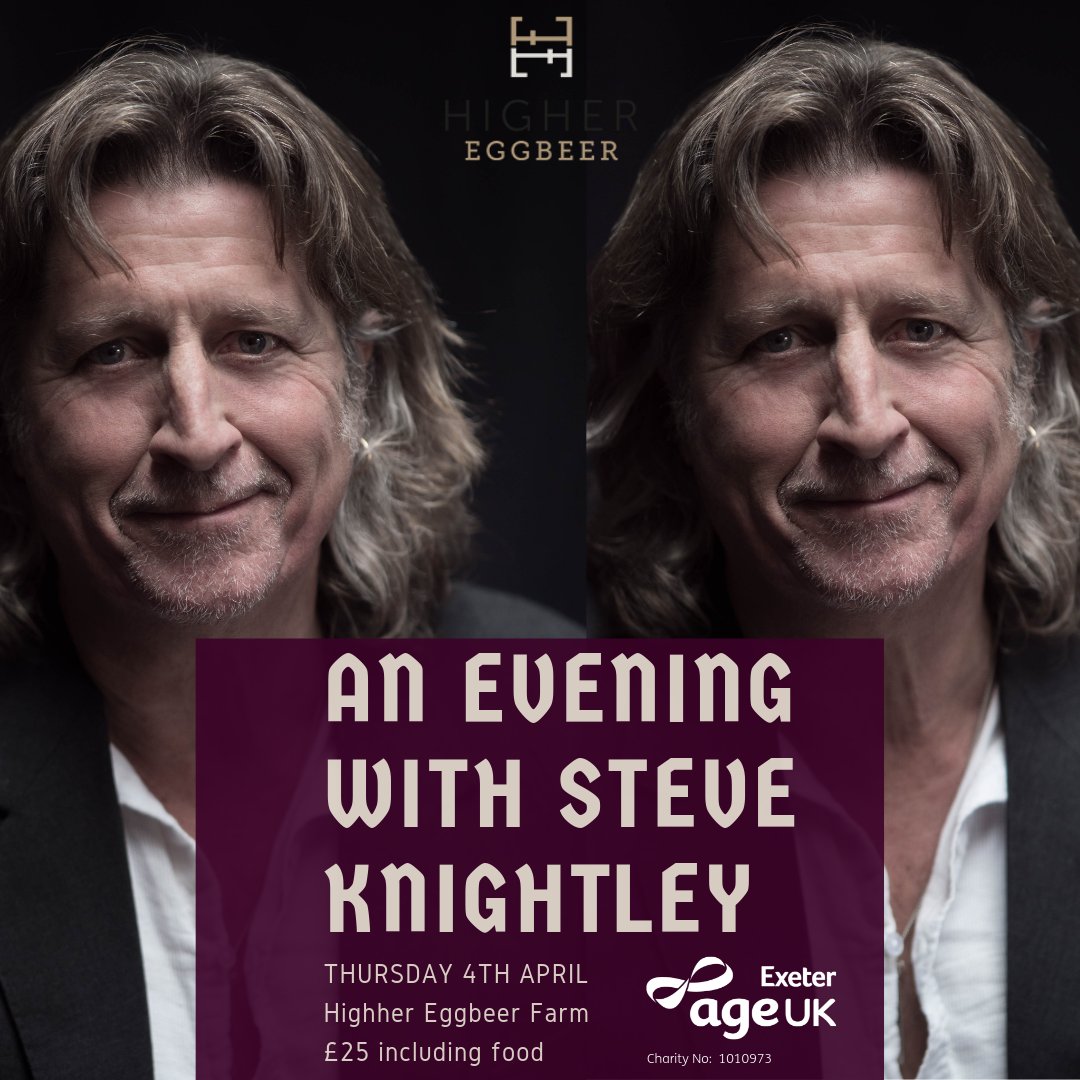 AgeUKexeter's tweet photo. Have you got your tickets for 'An Evening with Steve Knightley' at @HigherEggbeer yet? They're selling fast so don't miss out! 4th April 2019 £25 #FoodIncluded
Get your tickets here: https://t.co/eUsb00eE6N #exeter #devon #music #gig #charity #fundraising #livemusic #folk #event https://t.co/jLTCSEHIUU