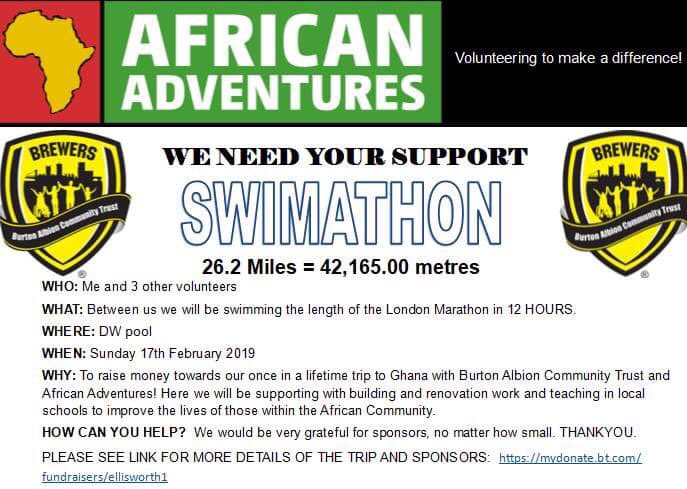 CRAZY CHALLENGE ALERT 🚨 

Swim 26.2 miles in under 12 hours 🏊‍♂️🤪😬👍 

Raise money for some amazing projects in Ghana and across East Staffordshire 👍

Click here to help 👇🏽
mydonate.bt.com/events/bacting…

#Ghana2019