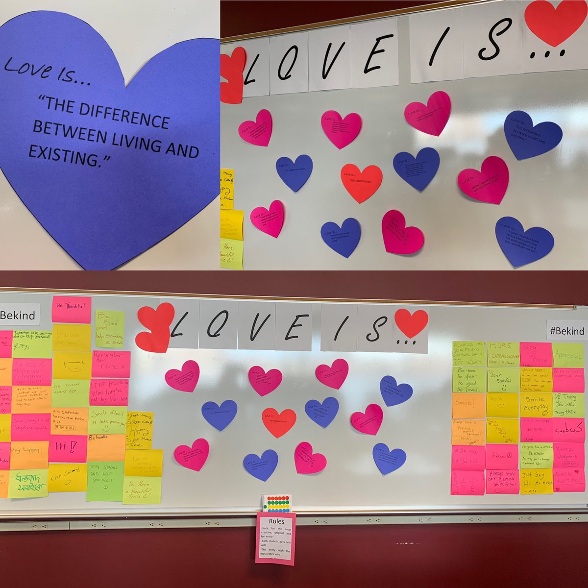 NeenaNizar's tweet photo. “Love is...” event at MCC South campus had a 100 entries on the 1st day! @mccneb We asked MCC students to complete the phrase "Love Is..." The LTC's current favorite is: “THE DIFFERENCE BETWEEN LIVING AND EXISTING!”#BeKind #StudentEngagement #SuccessProgram #LearningAndTutoring https://t.co/7GemM5RQUb