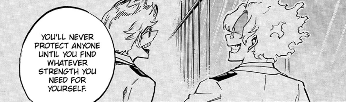 I am really curious to see what this brief flashback panel will lead too. Who’s Mr. Flame Hair next to Young Present Mic?! #MHA216