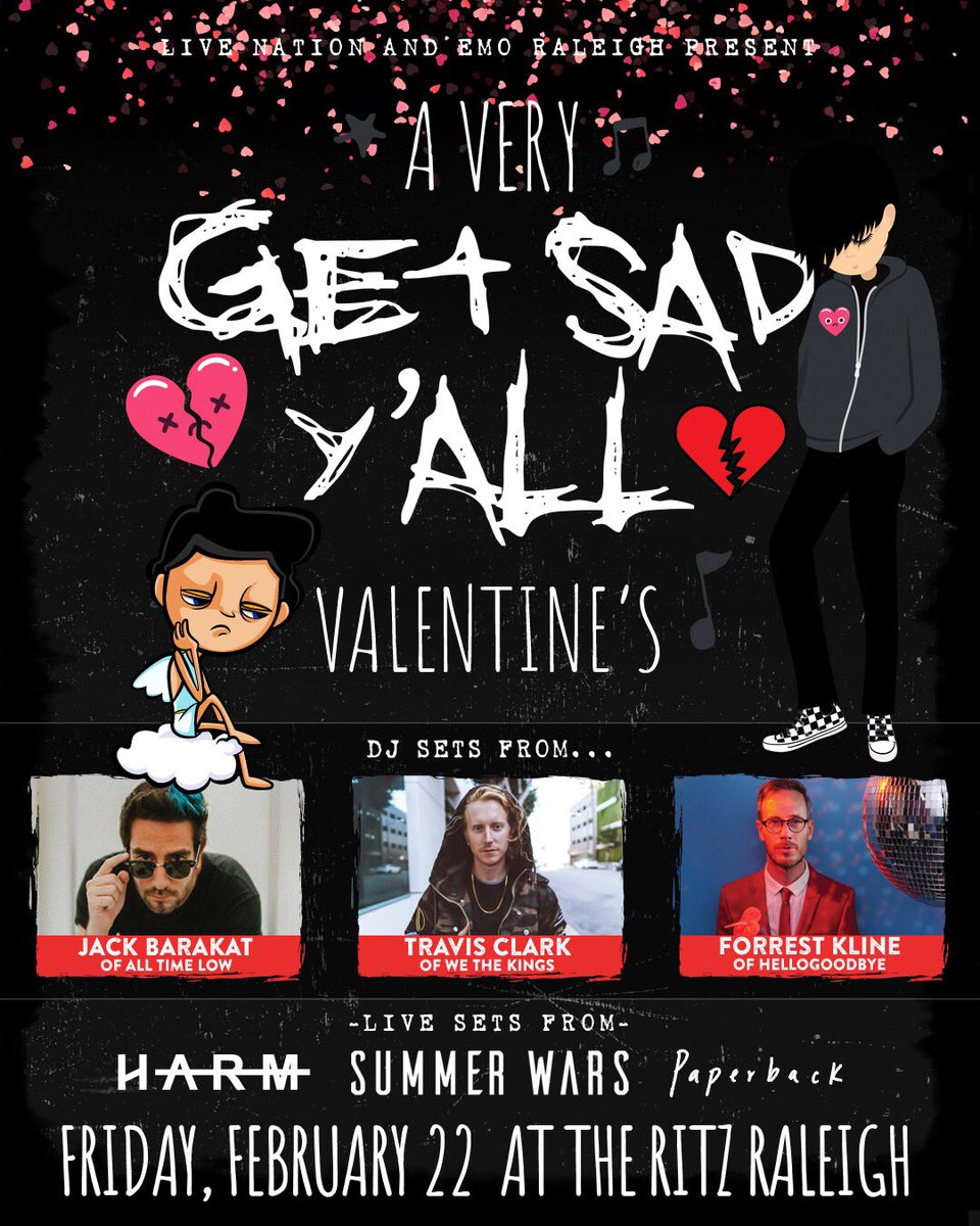 This is a big one!  We are playing <a href="/RitzRaleigh/">The Ritz Raleigh</a> on February 22nd with <a href="/harmnoise/">harm. - STREAM ASYCFA</a> and <a href="/paperbacknc/">Paperback</a>.

<a href="/JackAllTimeLow/">OLD - Jack Barakat</a> , <a href="/travismclark/">Travis Clark</a>, and <a href="/itshellogoodbye/">hellogoodbye</a> are all DJing!  Huge thank you to @emoraleigh for letting us be apart of this.

livemu.sc/2SVkSZw
