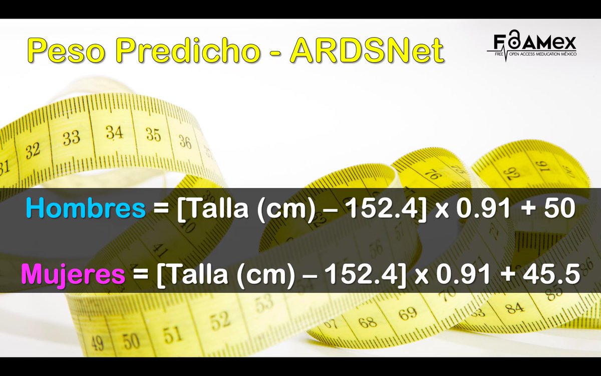 FOAMexico's tweet photo. Cálculo de Peso Predicho #ARDSnet ‼️
⚠️ Nunca Ventilar > 8 ml/kg
✅ Mida al paciente, no estime talla 📏
#FOAMed #FOAMex #FOAMcc #RegalasEnVentilaciónMecánica https://t.co/Q5TbsMlLmg