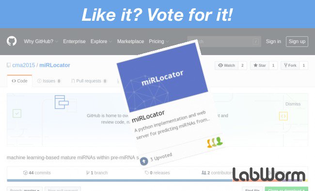 Featured now: miRLocator, machine learning-based mature miRNAs within pre-miRNA sequences. Vote it up at Labworm.com! Top 5 voted announced next week.