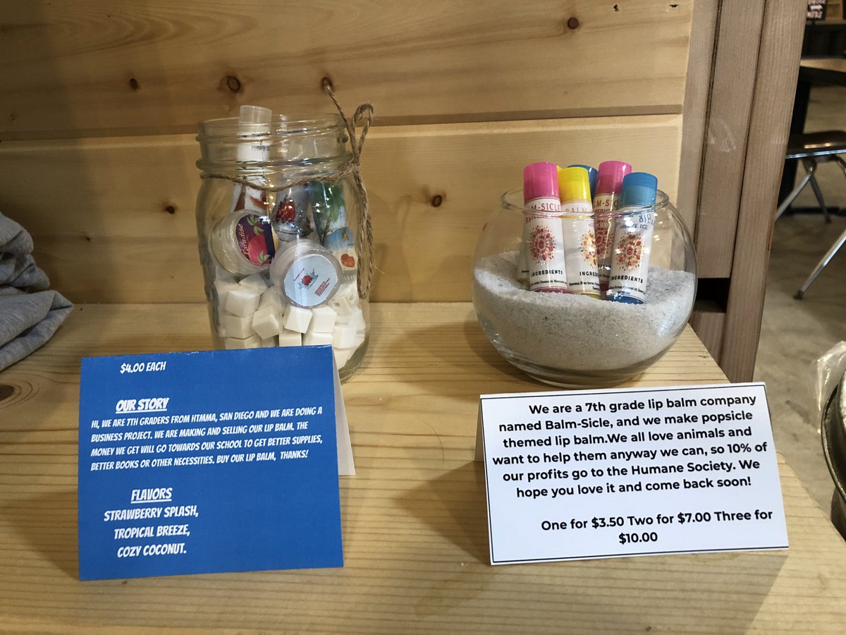 mimitranteaches's tweet photo. Lip balms can be found in stores around OB, including @OBbeans and @southcoastsurf! #projectbasedlearning #htmma #hightech #sandiegolipbalm https://t.co/GO8YAprvNl